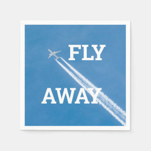 Airplane fly in the blue sky napkins