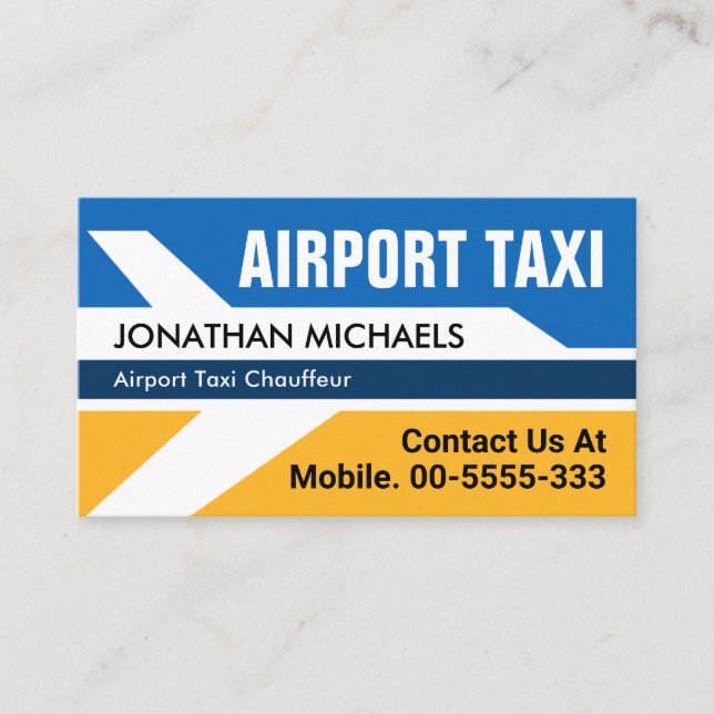Airplane Flying Airport Taxi Service Business Card (Front)