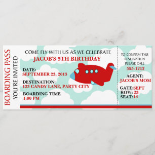 Airplane Flying birthday invitation customize