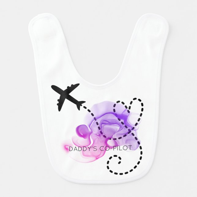 Airplane Flying Daddy's Co-Pilot Heart Baby Fun Bib (Front)