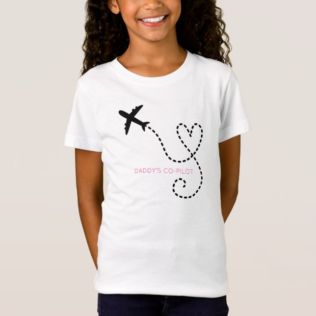 Airplane Flying Heart Daddy's Co-Pilot Kids Fun T- T-Shirt (Front)