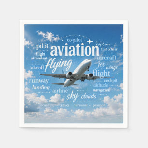 Airplane Flying in a Word Cloud Napkins