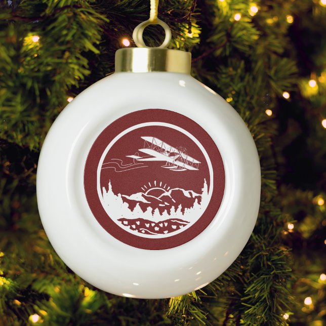 Airplane Flying over Mountains Aviation Ornament (Creator Uploaded)