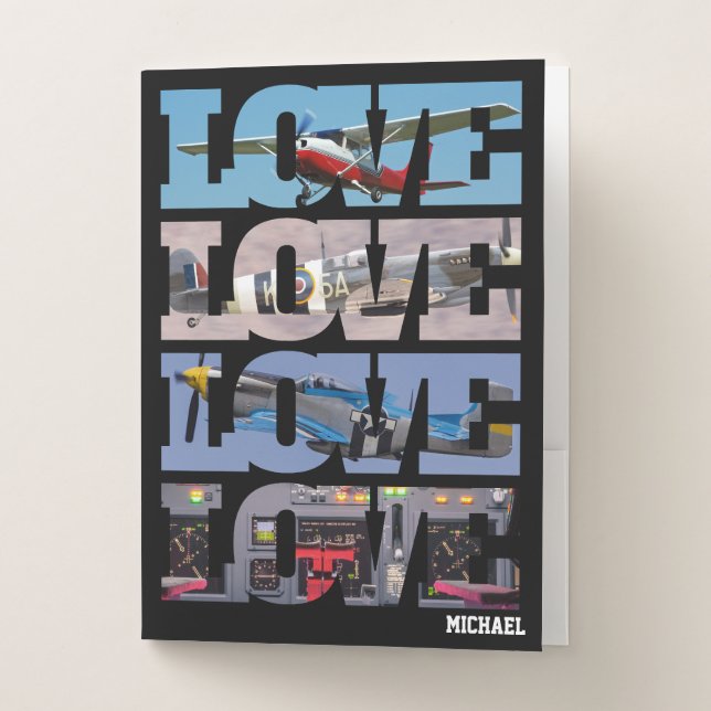 Airplane Flying,Photo Collage,Aviation,Cool Pocket Folder (Front)