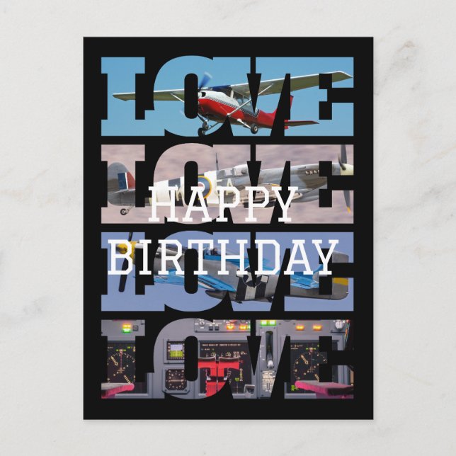 Airplane Flying,Photo Collage,Aviation,Cool Postcard (Front)
