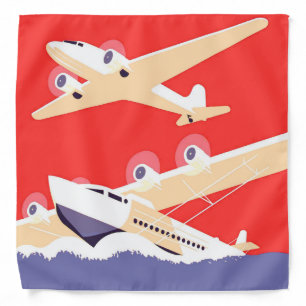 Airplane Flying Vintage WPA Colorful Bandana