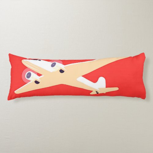 Airplane Flying Vintage WPA Colorful Body Pillow