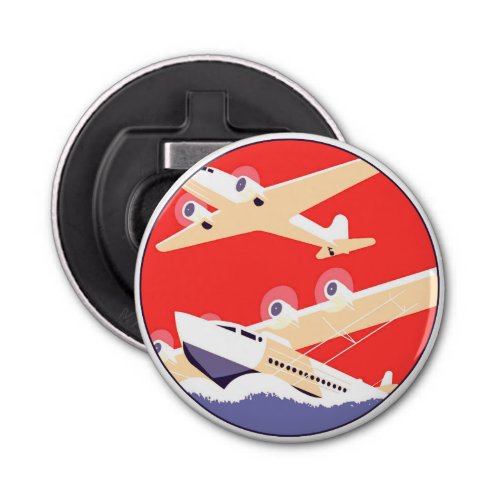 Airplane Flying Vintage WPA Colorful Bottle Opener