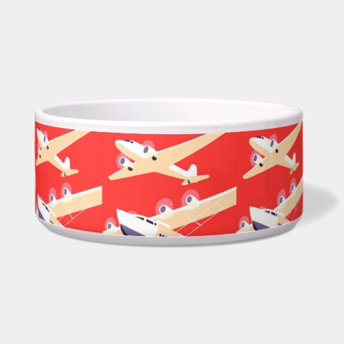 Airplane Flying Vintage WPA Colorful Bowl