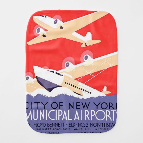 Airplane Flying Vintage WPA Colorful Burp Cloth