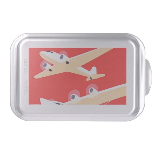 Airplane Flying Vintage WPA Colorful Cake Pan