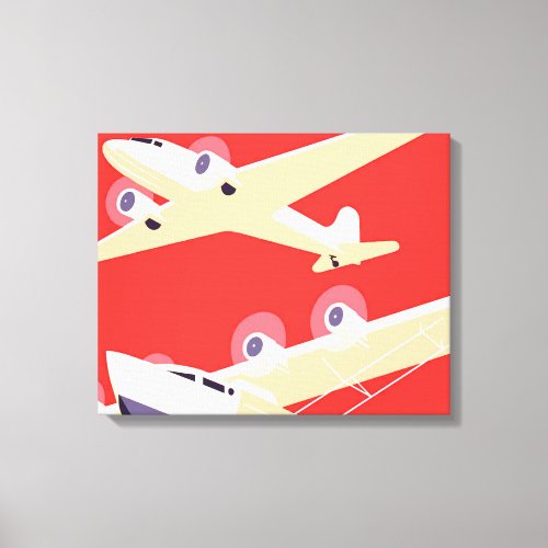 Airplane Flying Vintage WPA Colorful Canvas Print