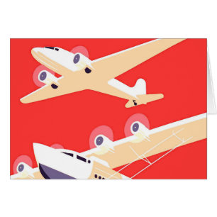 Airplane Flying Vintage WPA Colorful Cards