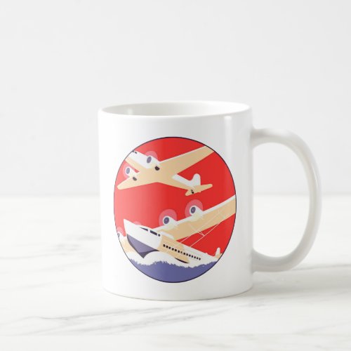 Airplane Flying Vintage WPA Colorful Coffee Mug