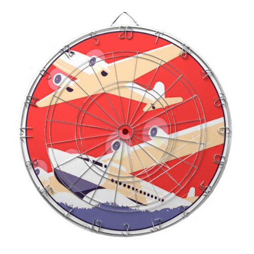 Airplane Flying Vintage WPA Colorful Dart Board