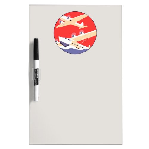 Airplane Flying Vintage WPA Colorful Dry Erase Board
