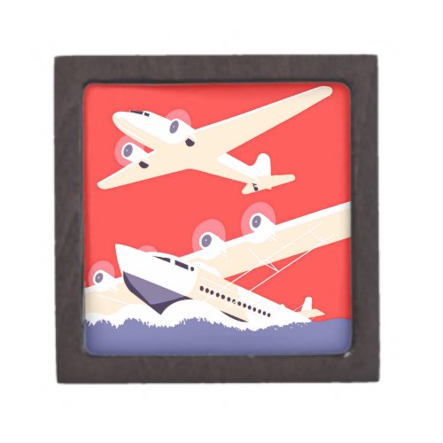 Airplane Flying Vintage WPA Colorful Gift Box