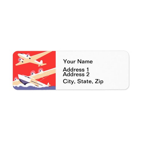 Airplane Flying Vintage WPA Colorful Label