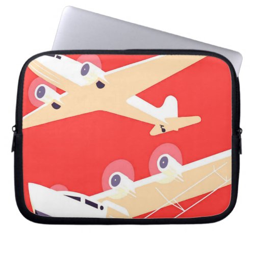 Airplane Flying Vintage WPA Colorful Laptop Sleeve