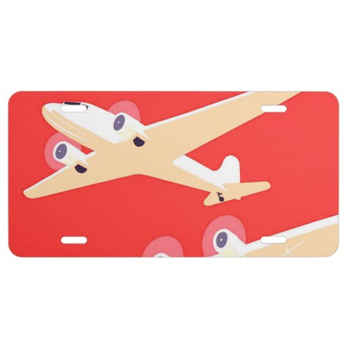 Airplane Flying Vintage WPA Colorful License Plate