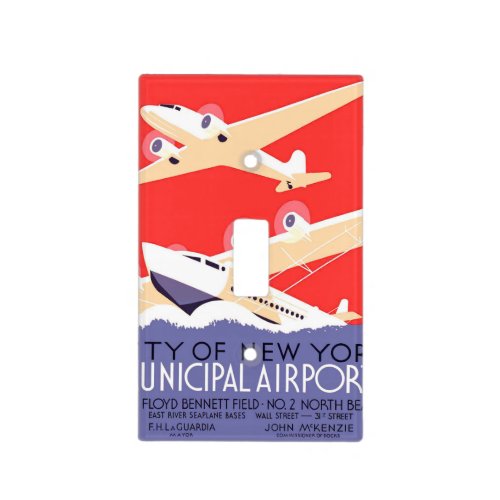 Airplane Flying Vintage WPA Colorful Light Switch Cover