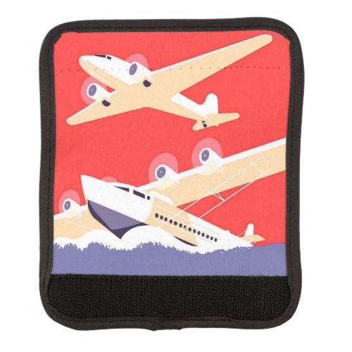 Airplane Flying Vintage WPA Colorful Luggage Handle Wrap