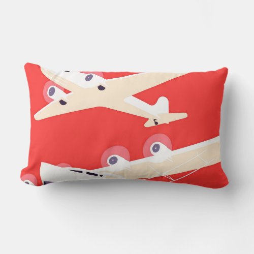 Airplane Flying Vintage WPA Colorful Lumbar Pillow