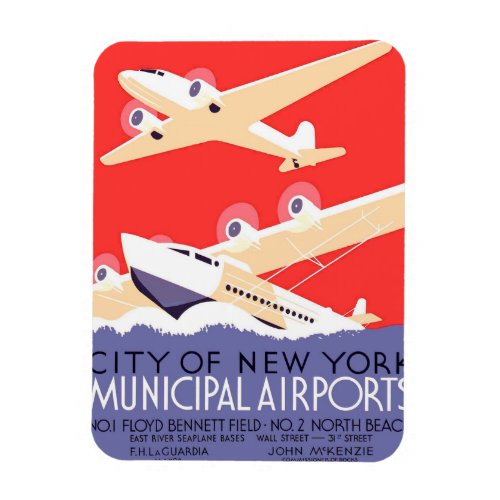 Airplane Flying Vintage WPA Colorful Magnet