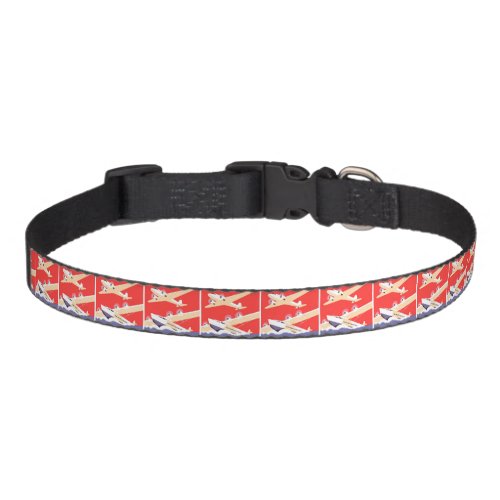 Airplane Flying Vintage WPA Colorful Pet Collar