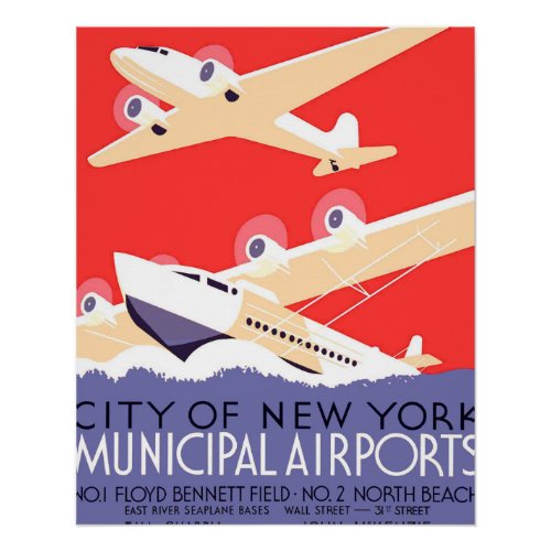 Airplane Flying Vintage WPA Colorful Poster