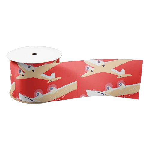 Airplane Flying Vintage WPA Colorful Satin Ribbon