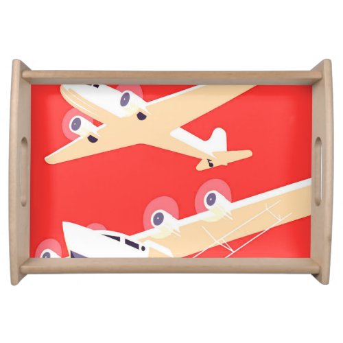 Airplane Flying Vintage WPA Colorful Serving Tray