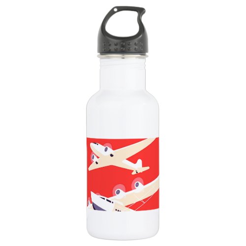 Airplane Flying Vintage WPA Colorful Stainless Steel Water Bottle