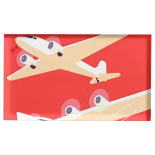 Airplane Flying Vintage WPA Colorful Table Card Holder