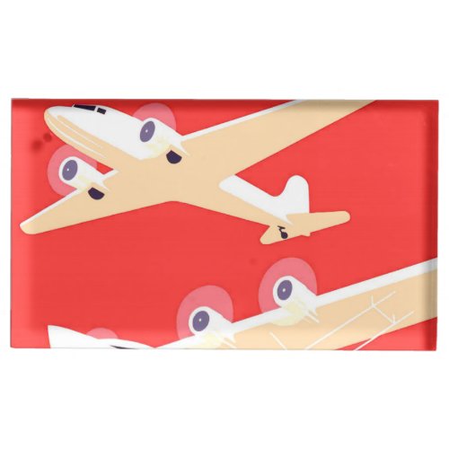 Airplane Flying Vintage WPA Colorful Table Card Holder