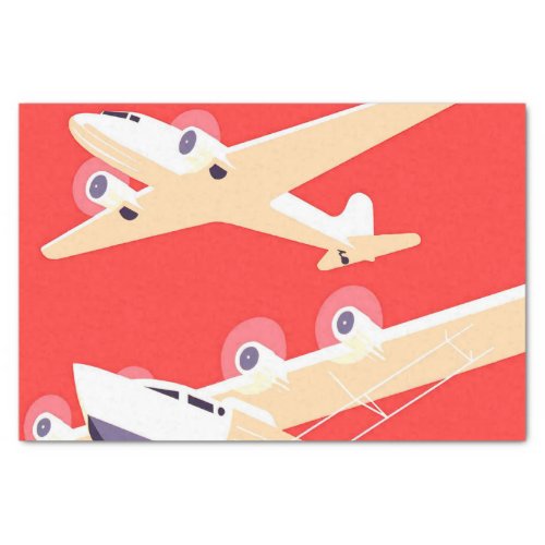 Airplane Flying Vintage WPA Colorful Tissue Paper