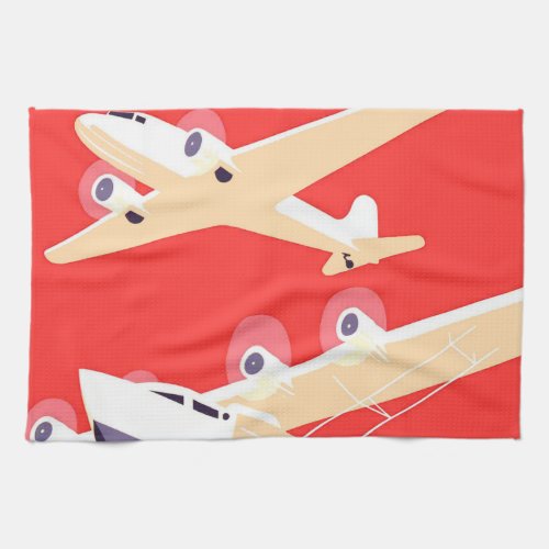 Airplane Flying Vintage WPA Colorful Towel