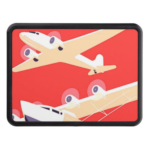 Airplane Flying Vintage WPA Colorful Trailer Hitch Cover