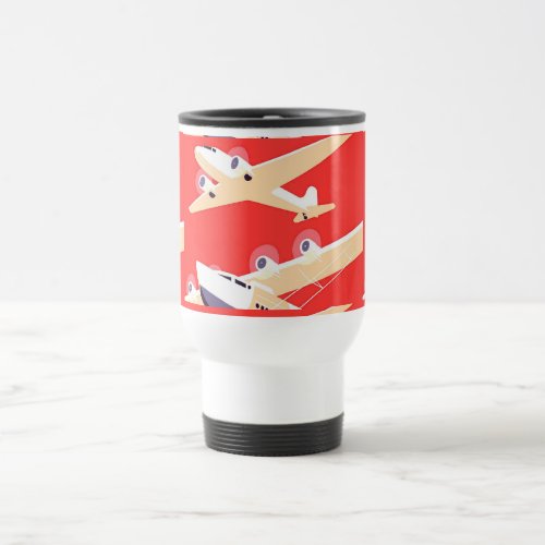 Airplane Flying Vintage WPA Colorful Travel Mug