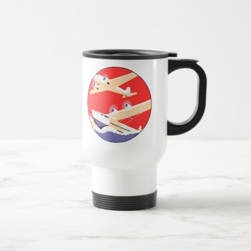 Airplane Flying Vintage WPA Colorful Travel Mug