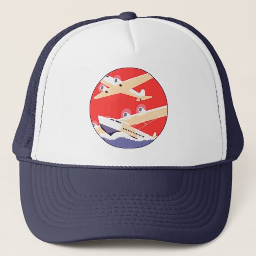 Airplane Flying Vintage WPA Colorful Trucker Hat