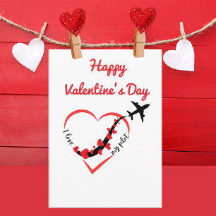 Airplane flying with hearts string,simple, modern card