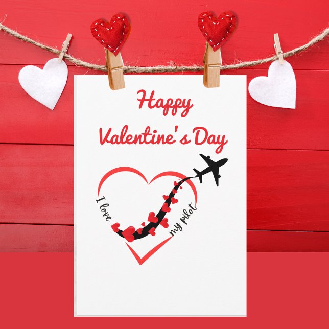Airplane flying with hearts string,simple, modern  card (Creator Uploaded)