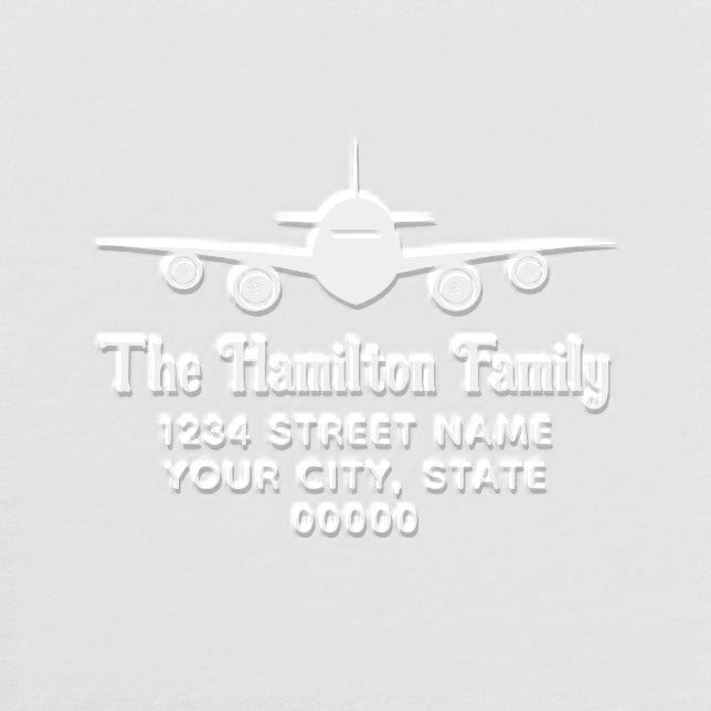 Airplane Front View Family Name Return Address Embosser (Design)