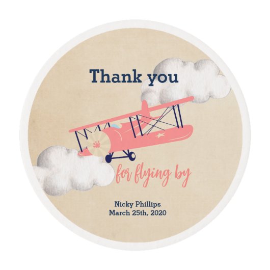Airplane Frosting Rounds, Cupcake Topper Edible Frosting Rounds (Front)