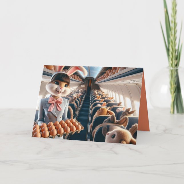 Airplane Funny Bunny Happy Easter Card (Front)