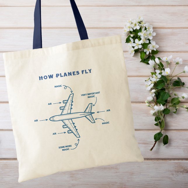 Airplane Funny How Planes Fly Pilot or Flight Crew Tote Bag (Creator Uploaded)