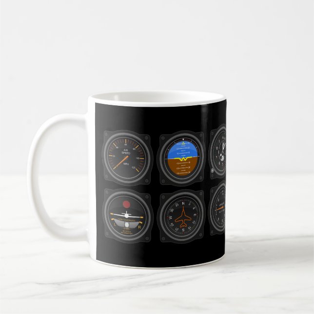 Airplane Gauges Coffee Mug (Left)