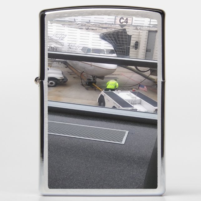 Airplane Getting Serviced Zippo Lighter (Front)