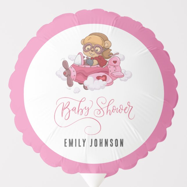 Airplane Girl Baby Shower Balloon (Front)